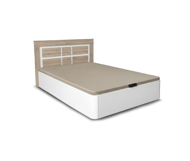 Pack cama canape abatible blanco 150cm + cabecero kiara cambria y blanco