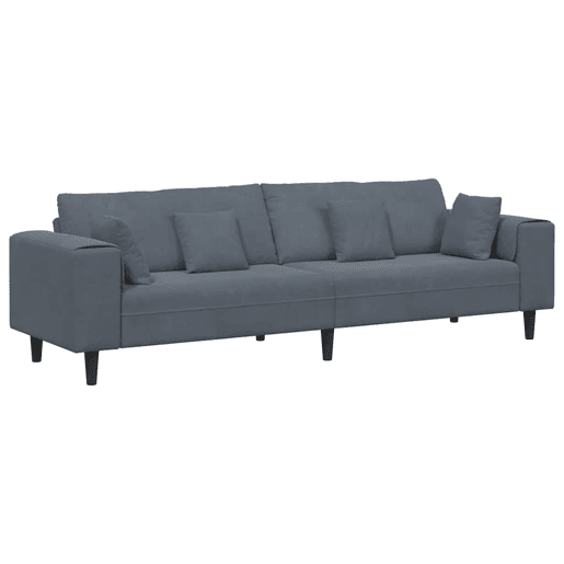 Sofá 3 lugares, Sofá fixo de Veludo com almofada Cinza Escuro 208 cm Veludo
