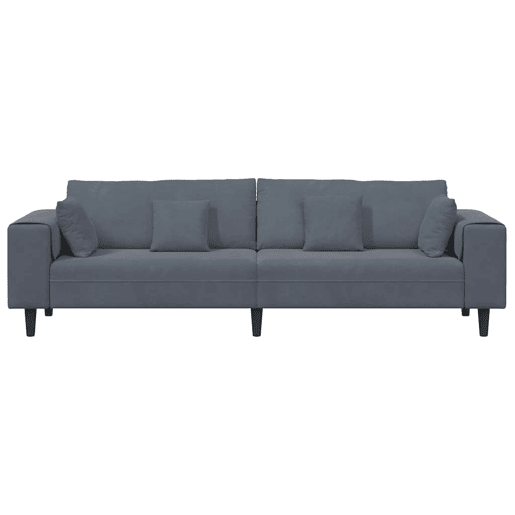 Sofá 3 lugares, Sofá fixo de Veludo com almofada Cinza Escuro 208 cm Veludo