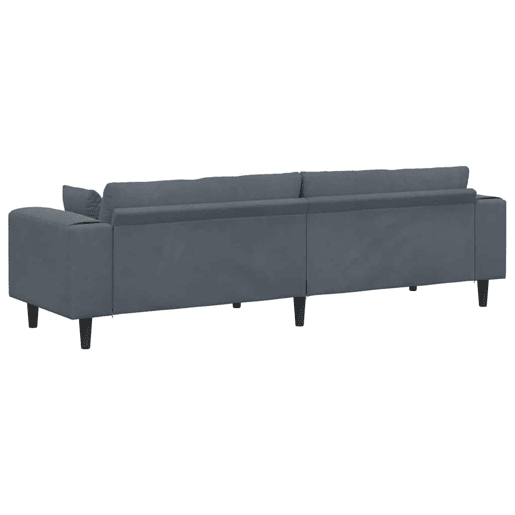 Sofá 3 lugares, Sofá fixo de Veludo com almofada Cinza Escuro 208 cm Veludo