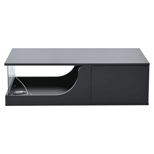 Mesa de centro 100 x 50 x 30 cm - Sofá com 2 gavetas, mesa de sala com LED e vidro temperado - Preto