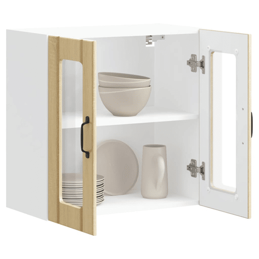 Armário de parede de cozinha - Cozinha modular porta vidro carvalho sonoma