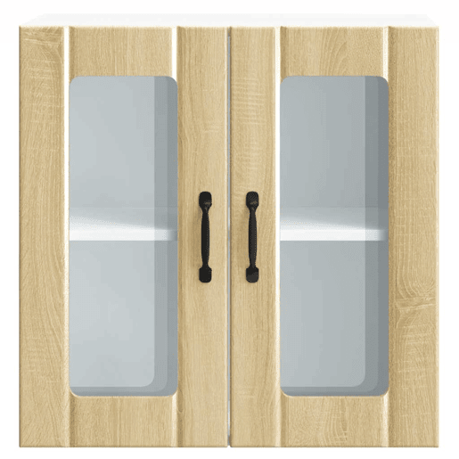 Armário de parede de cozinha - Cozinha modular porta vidro carvalho sonoma