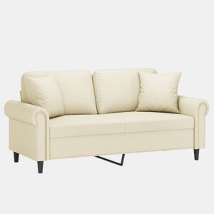 Sofá 2 lugares, Sofá fixo + almofadas decorativas 140cm couro artif. creme