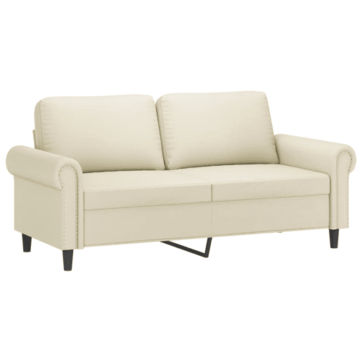 Sofá 2 lugares, Sofá fixo + almofadas decorativas 140cm couro artif. creme
