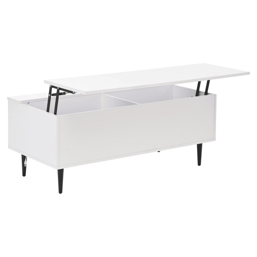 Mesa de centro elevável 105x50x43 cm - com LED, arrumação oculta, vidro temperado - Branco Mesa de centro elevável 105x50x43 cm - com LED, arrumação oculta, vidro temperado - Branco