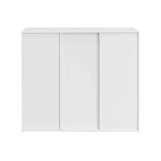 Aparador moderno branco 95x35x83 cm - Confrontamento brilhante, prateleiras de vidro e porta - Branco