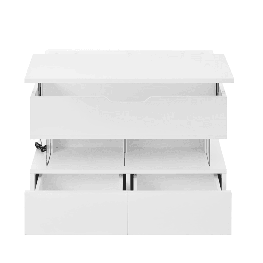 Mesa de centro elevável 16 cores - Vidro, suportes acrílicos - Branco