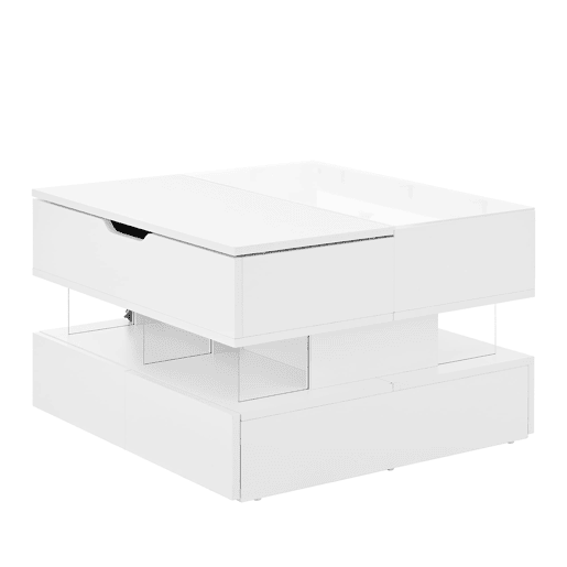 Mesa de centro elevável 16 cores - Vidro, suportes acrílicos - Branco