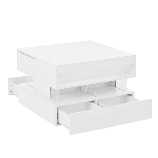 Mesa de centro elevável 16 cores - Vidro, suportes acrílicos - Branco
