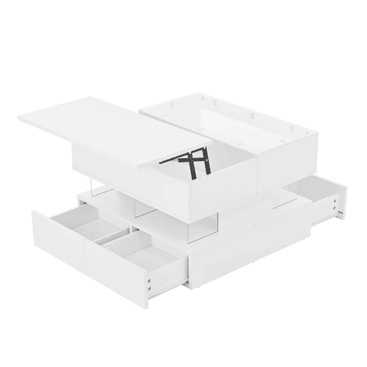 Mesa de centro elevável 16 cores - Vidro, suportes acrílicos - Branco
