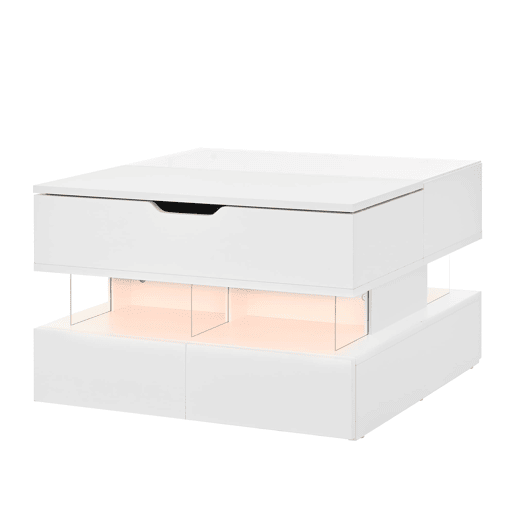 Mesa de centro elevável 16 cores - Vidro, suportes acrílicos - Branco