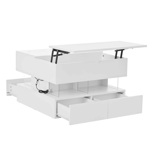 Mesa de centro elevável 16 cores - Vidro, suportes acrílicos - Branco