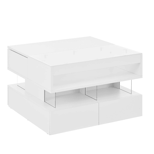 Mesa de centro elevável 16 cores - Vidro, suportes acrílicos - Branco