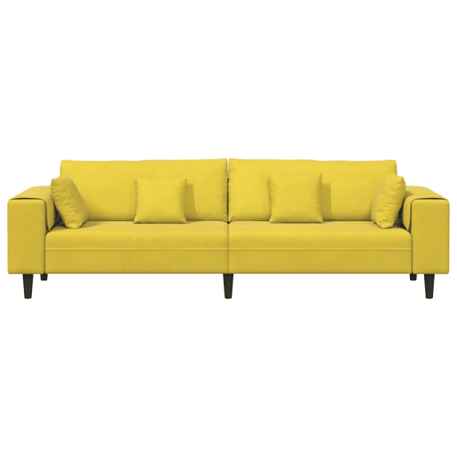 Sofá 3 lugares, Sofá fixo de Veludo com almofada Amarelo 210 cm Veludo