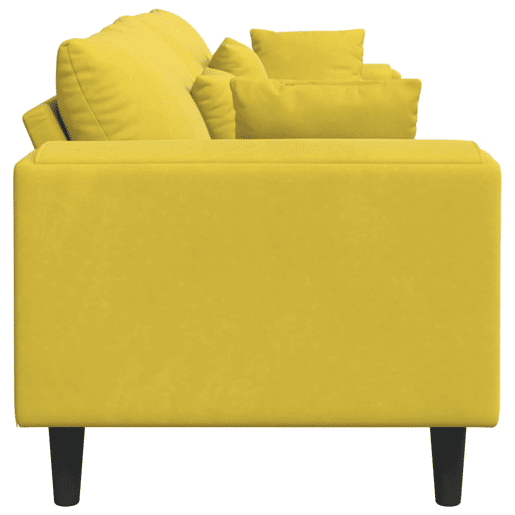 Sofá 3 lugares, Sofá fixo de Veludo com almofada Amarelo 210 cm Veludo
