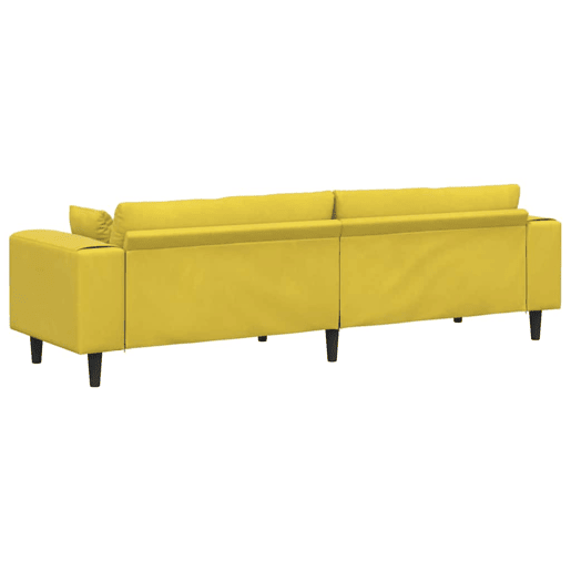 Sofá 3 lugares, Sofá fixo de Veludo com almofada Amarelo 210 cm Veludo