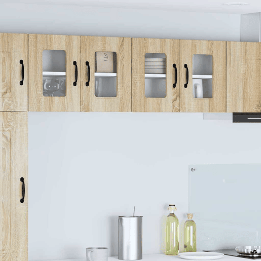 Lote de 2 Armários de cozinha suspendidos - Cozinha modular Colgantes com porta Carvalho Sonoma