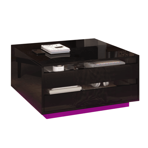 Mesa de centro elevável 707038 cm - Com LED, 1 gaveta, arrumação oculta, preta