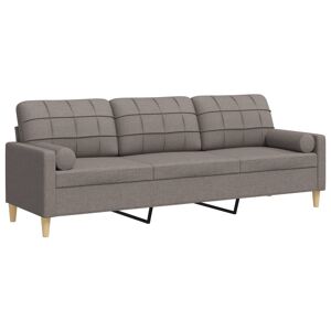 Sofá 3 lugares - Sofá fixo com almofadas 210 cm tecido cinza-acastanhado
