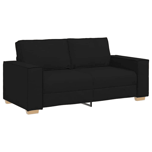 Sofá de 2 lugares - Sofá fixo preto 140 cm tecido Sofá de 2 lugares - Sofá fixo preto 140 cm tecido