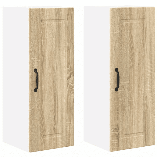 Lote de 2 Armários de cozinha suspendidos - Cozinha modular Colgantes com porta Carvalho Sonoma
