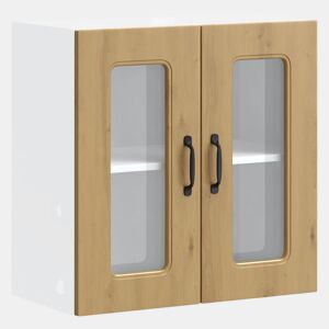 Armário de parede cozinha - Cozinha modular porta vidro carvalho artesanal