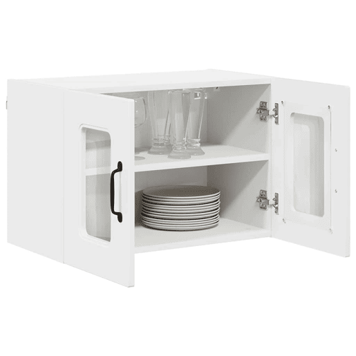 Lote de 2 Armários de cozinha suspendidos - Cozinha modular Colgantes com porta Branco Brilhante