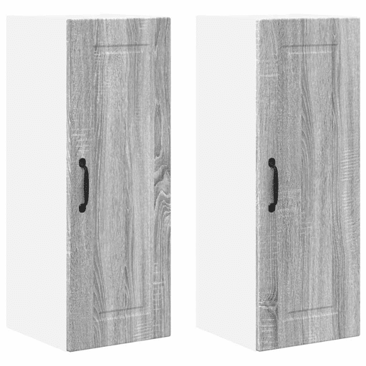 Lote de 2 Armários de cozinha suspendidos - Cozinha modular Colgantes Cinza Sonoma 30 x 31 x 80 cm