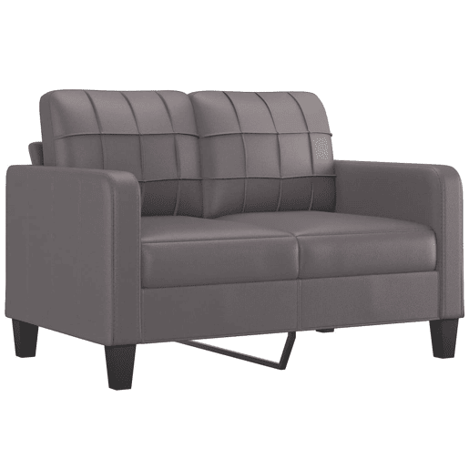 Sofá 2 lugares, Sofá fixo + almofadas decorativas 120cm couro artif. cinza Sofá 2 lugares, Sofá fixo + almofadas decorativas 120cm couro artif. cinza