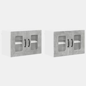 Lote de 2 Armários de cozinha suspendidos - Cozinha modular Colgantes Cinzento 60 x 31 x 40 cm
