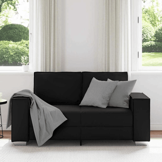 Sofá 3 lugares, Sofá fixo Preto 160 x 78 x 84 cm tecido
