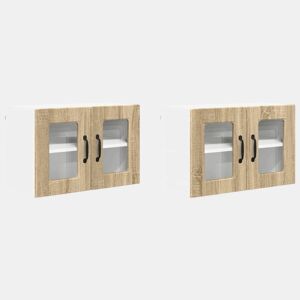 Lote de 2 Armários de cozinha suspendidos - Cozinha modular Colgantes com porta Carvalho Sonoma