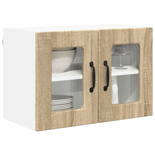 Lote de 2 Armários de cozinha suspendidos - Cozinha modular Colgantes com porta Carvalho Sonoma