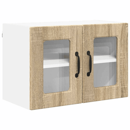 Lote de 2 Armários de cozinha suspendidos - Cozinha modular Colgantes com porta Carvalho Sonoma