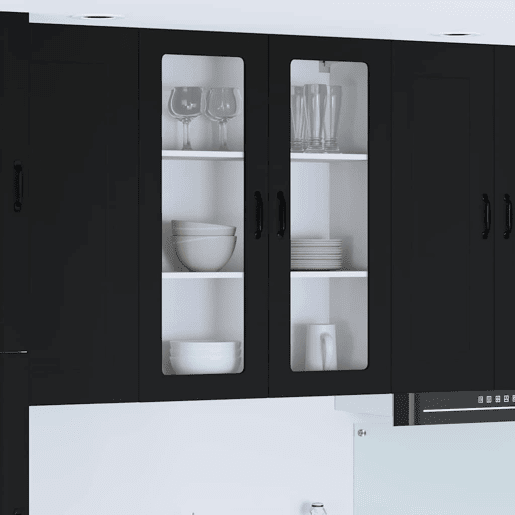Armário de cozinha suspenso - armario de cocina colgante com porta Preto 80 x 31 x 100 cm