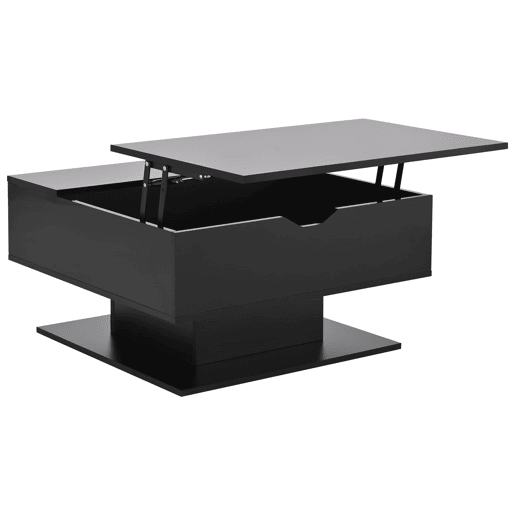Mesa de centro 80x77x40 cm - Mesa de sala com elevação hidráulica, arrumação, design geométrico - Preto