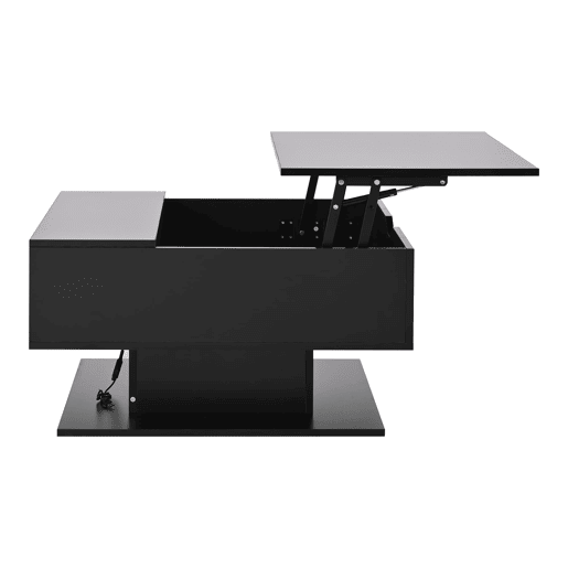 Mesa de centro 80x77x40 cm - Mesa de sala com elevação hidráulica, arrumação, design geométrico - Preto