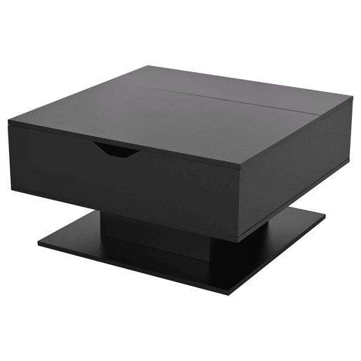 Mesa de centro 80x77x40 cm - Mesa de sala com elevação hidráulica, arrumação, design geométrico - Preto