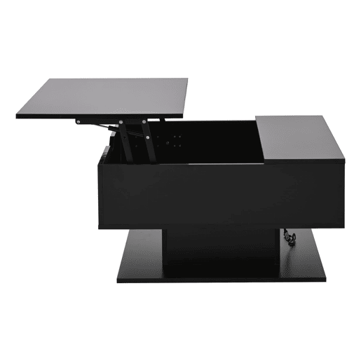 Mesa de centro 80x77x40 cm - Mesa de sala com elevação hidráulica, arrumação, design geométrico - Preto