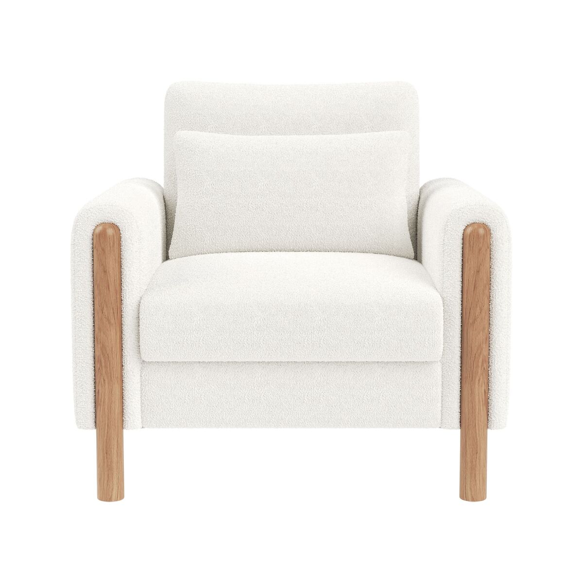 Sillón moderno de brazos - sillón individual con cojín grueso, suave acolchado - blanco