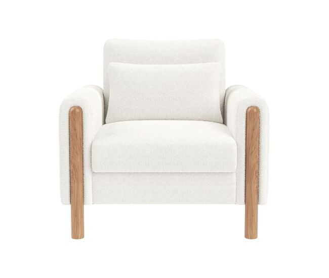 Sillón moderno de brazos - sillón individual con cojín grueso, suave acolchado - blanco
