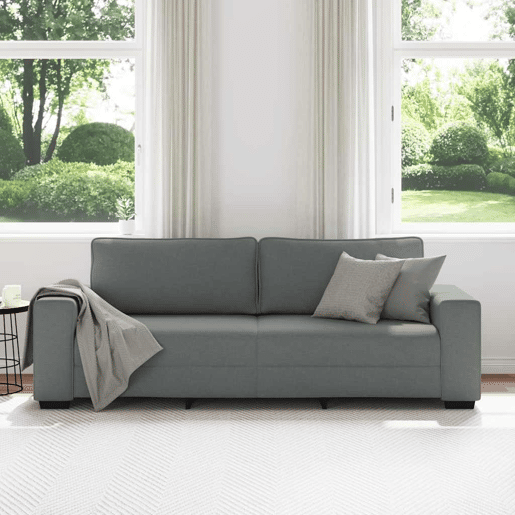 Sofá de 3 lugares - Sofá fixo 180 cm tecido cinza-escuro