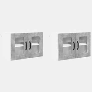 Lote de 2 Armários de cozinha suspendidos - Cozinha modular Colgantes Cinzento 60 x 31 x 40 cm