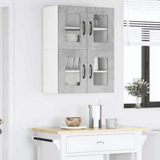 Lote de 2 Armários de cozinha suspendidos - Cozinha modular Colgantes Cinzento 60 x 31 x 40 cm