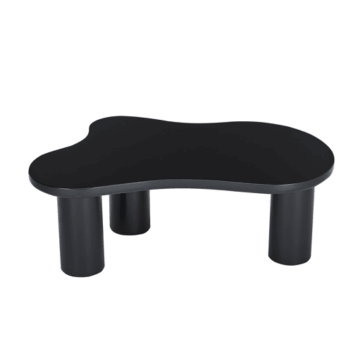 Mesa de centro 107x66x40,5 cm - formato de nuvem, MDF e pernas em PVC com feltro - Preto