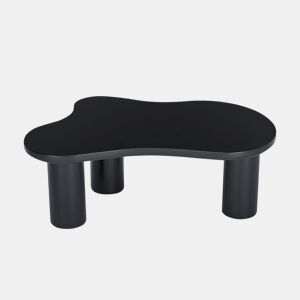 Mesa de centro 107x66x40,5 cm - formato de nuvem, MDF e pernas em PVC com feltro - Preto