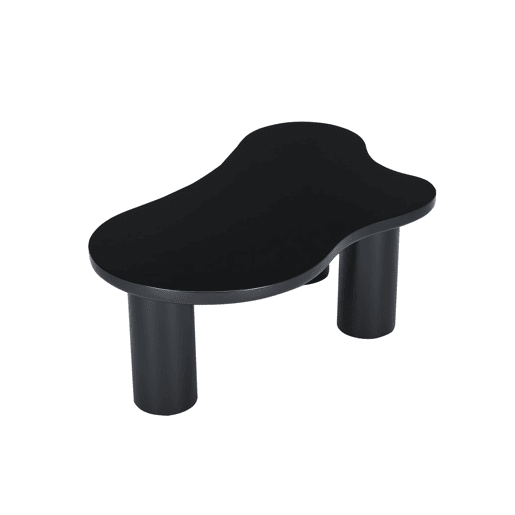 Mesa de centro 107x66x40,5 cm - formato de nuvem, MDF e pernas em PVC com feltro - Preto
