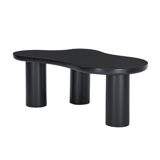 Mesa de centro 107x66x40,5 cm - formato de nuvem, MDF e pernas em PVC com feltro - Preto