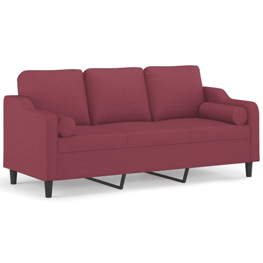 Sofá 3 lug. Sofá fixo + almofadas decorativas 180cm tecido vermelho tinto Sofá 3 lug. Sofá fixo + almofadas decorativas 180cm tecido vermelho tinto